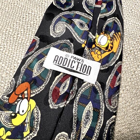 Garfield Odie Paisley Neck Tie Paws Addiction Vintage - Picture 4 of 5